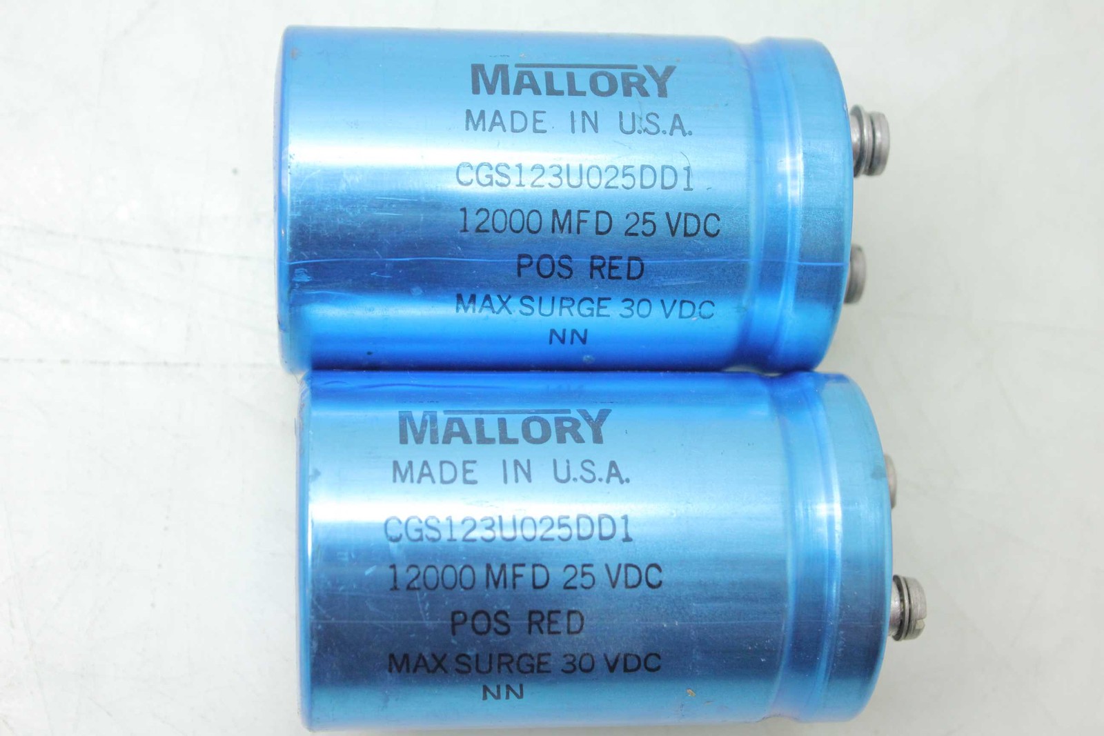 2 Mallory CGS123U025DD1 Electrolytic Capacitors 25V / 12,000 uF Capacitance - Used - Image 4