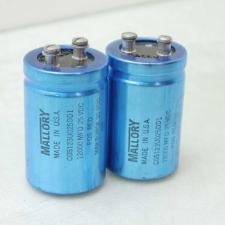 2 Mallory CGS123U025DD1 Electrolytic Capacitors 25V / 12,000 uF Capacitance - Used