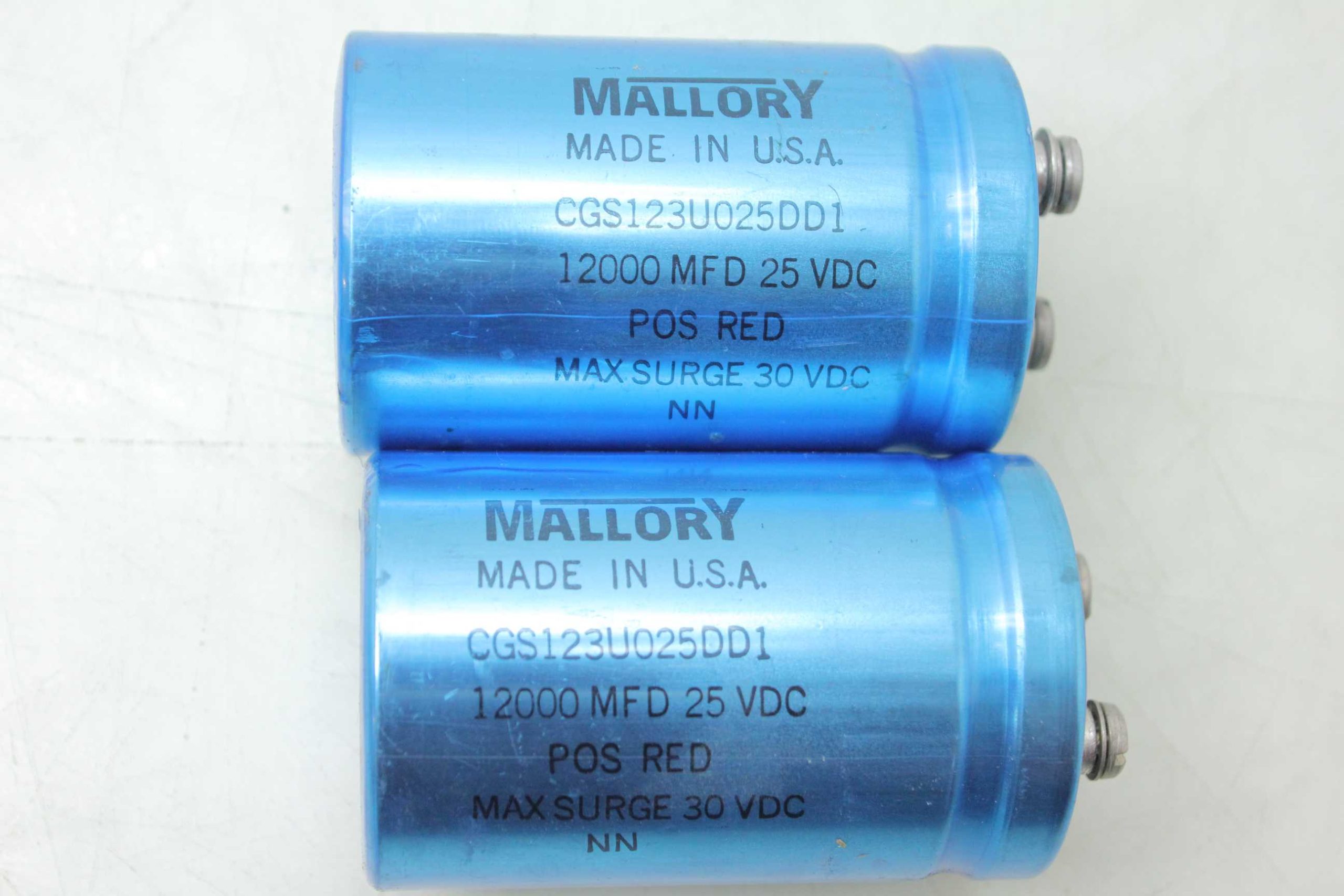 2 Mallory CGS123U025DD1 Electrolytic Capacitors 25V / 12,000 uF Capacitance - Used - Image 10