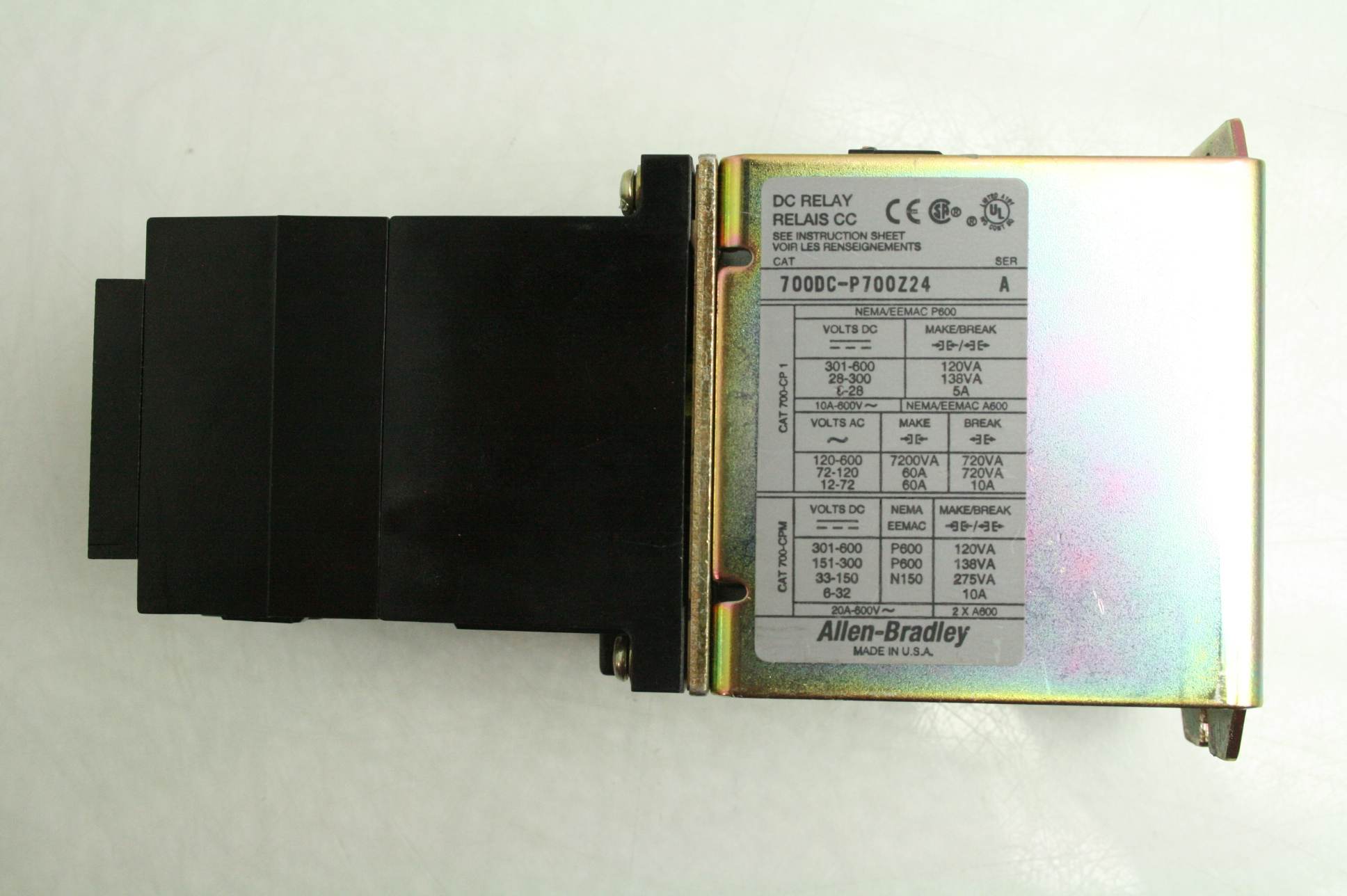Allen-Bradley Nema Industrial 700DC-P700Z24 DC Relay 24V Coil - Used - Image 9
