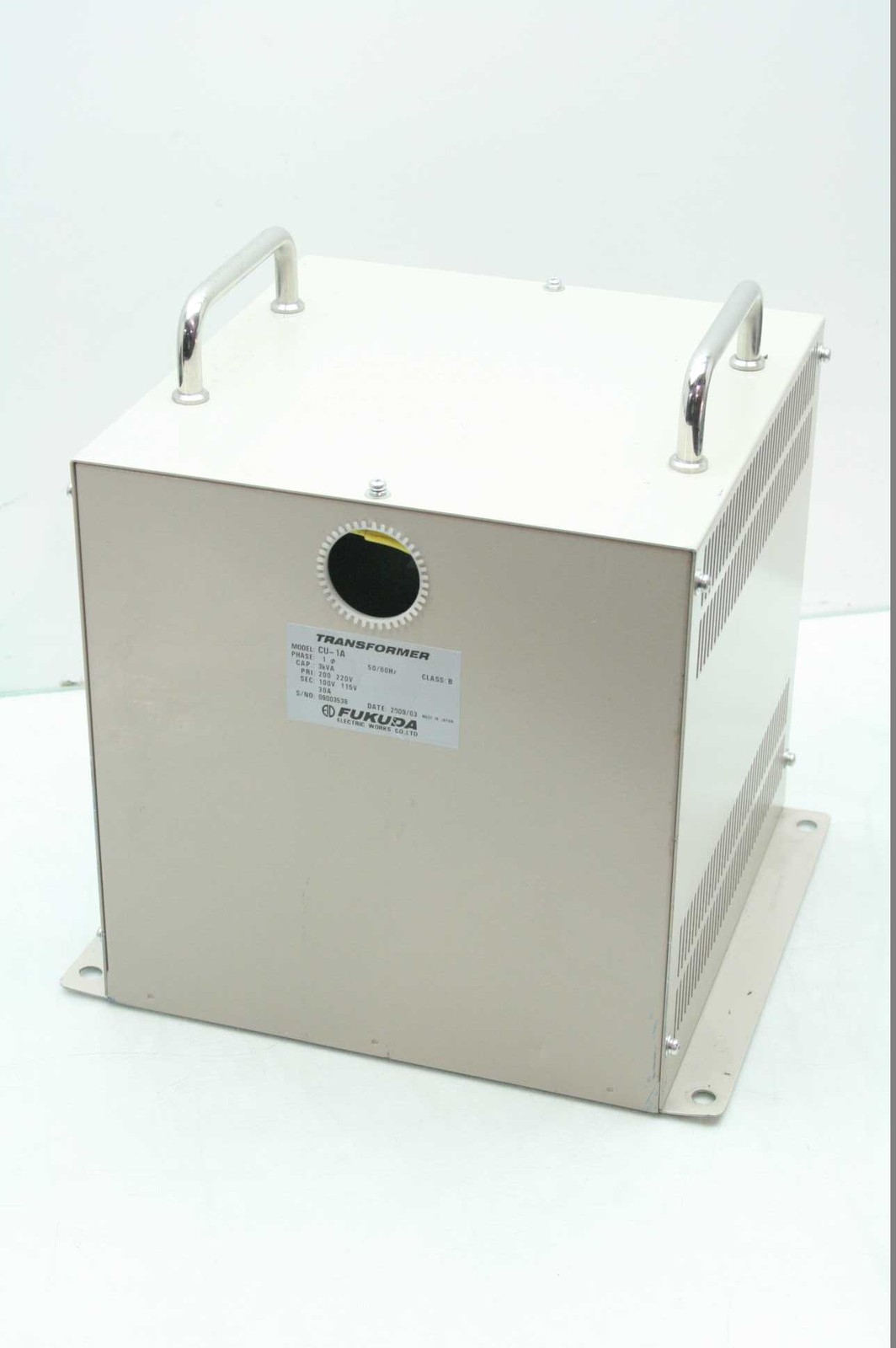 Fukuda CU-1A Transformer 3 kVA 1Ph 200-220V Primary 100-115V Secondary 30A - Used