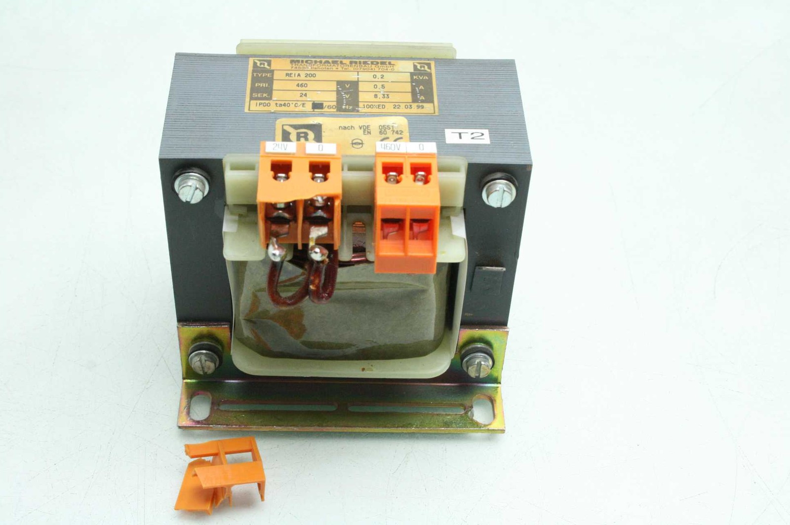 Michael Riedel Transformer, Type REIA 200, 0.2KVA, 24V Primary, 460V Secondary - Used