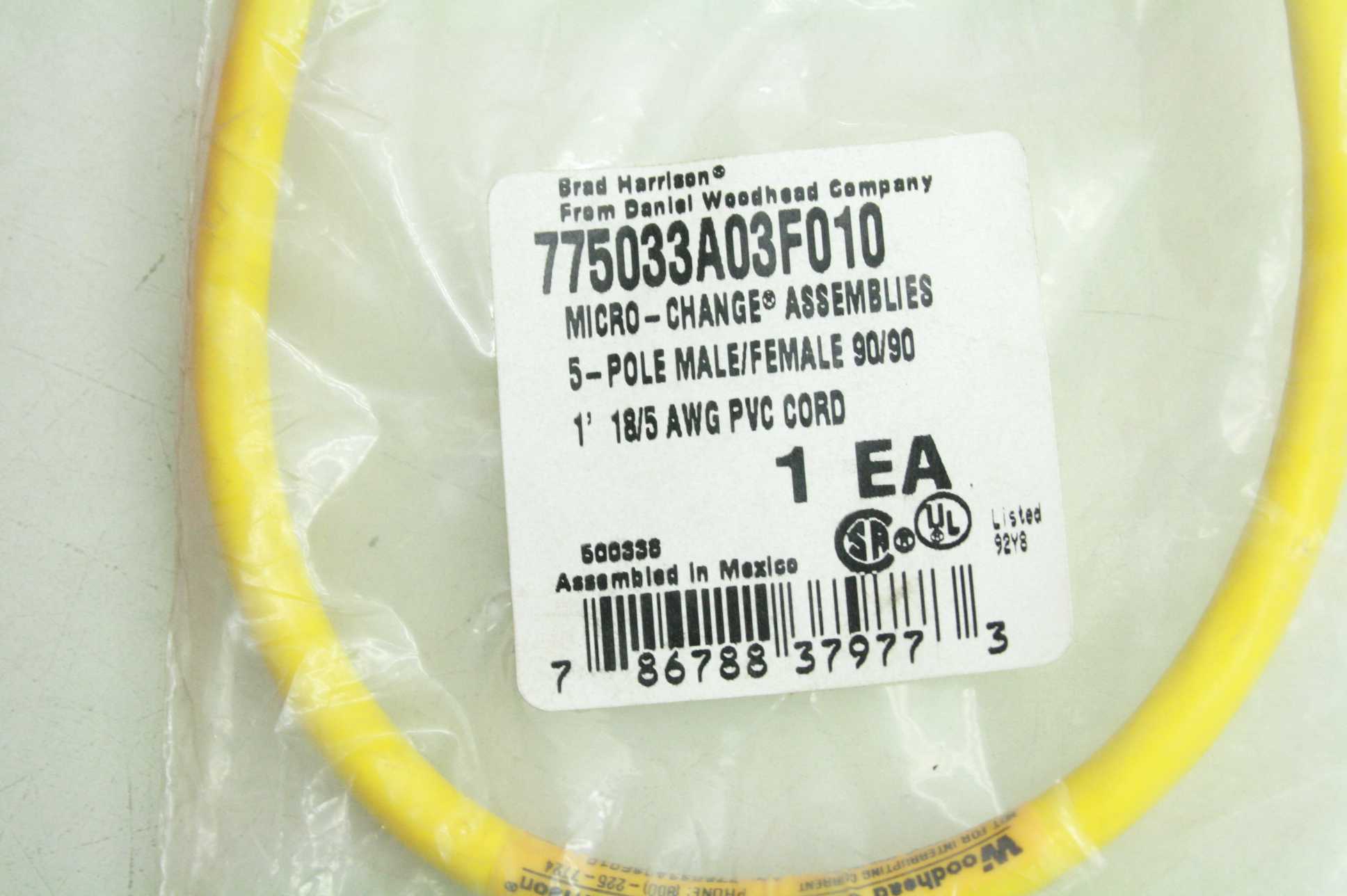 New 1' Brad Harrison 775031 A03F010 Mini-Change 5 Pole Male PVC Cord M/F - New - Image 10