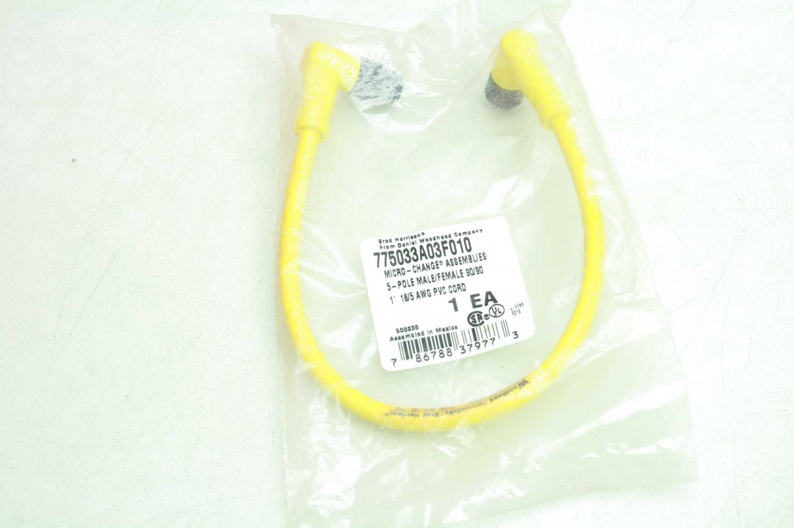 New 1' Brad Harrison 775031 A03F010 Mini-Change 5 Pole Male PVC Cord M/F - New