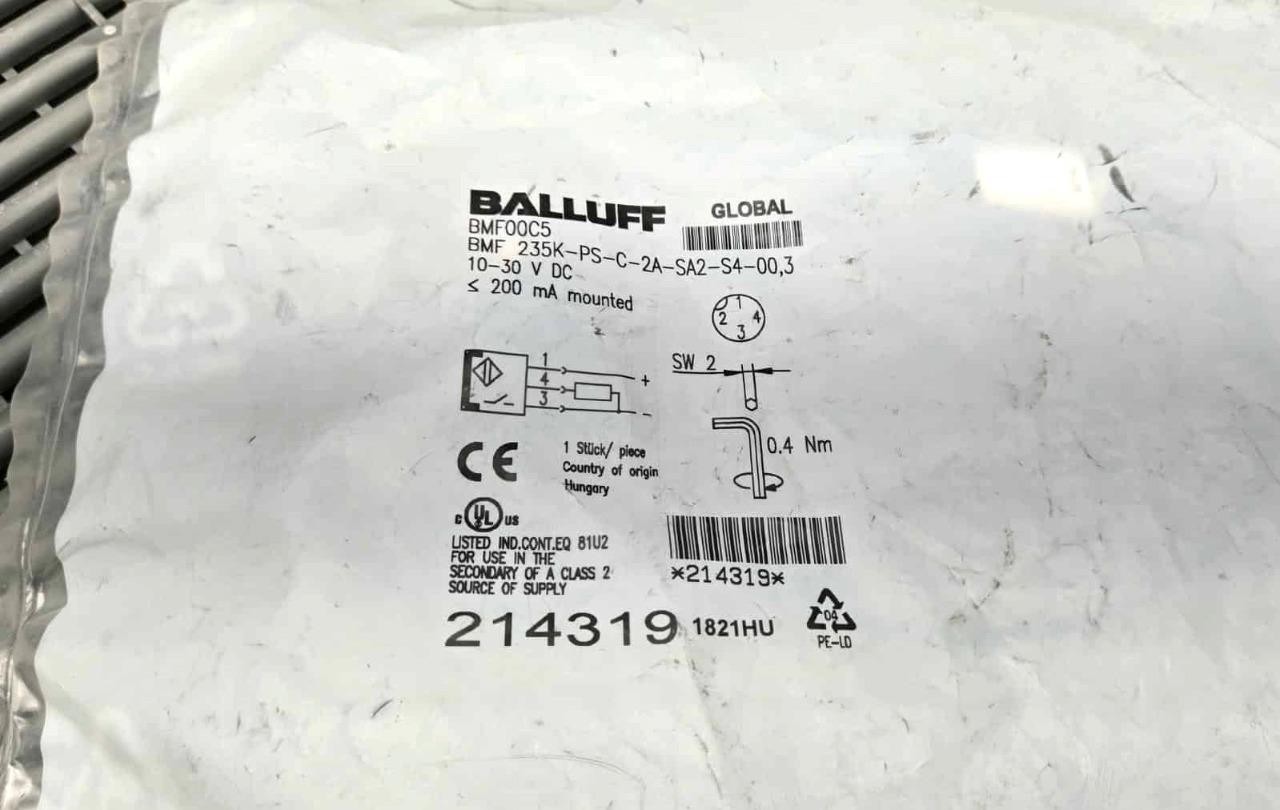 New Balluff BMF00C5 Magnetic Field Sensor T-Slot PNP N/O, M12 - New - Image 4