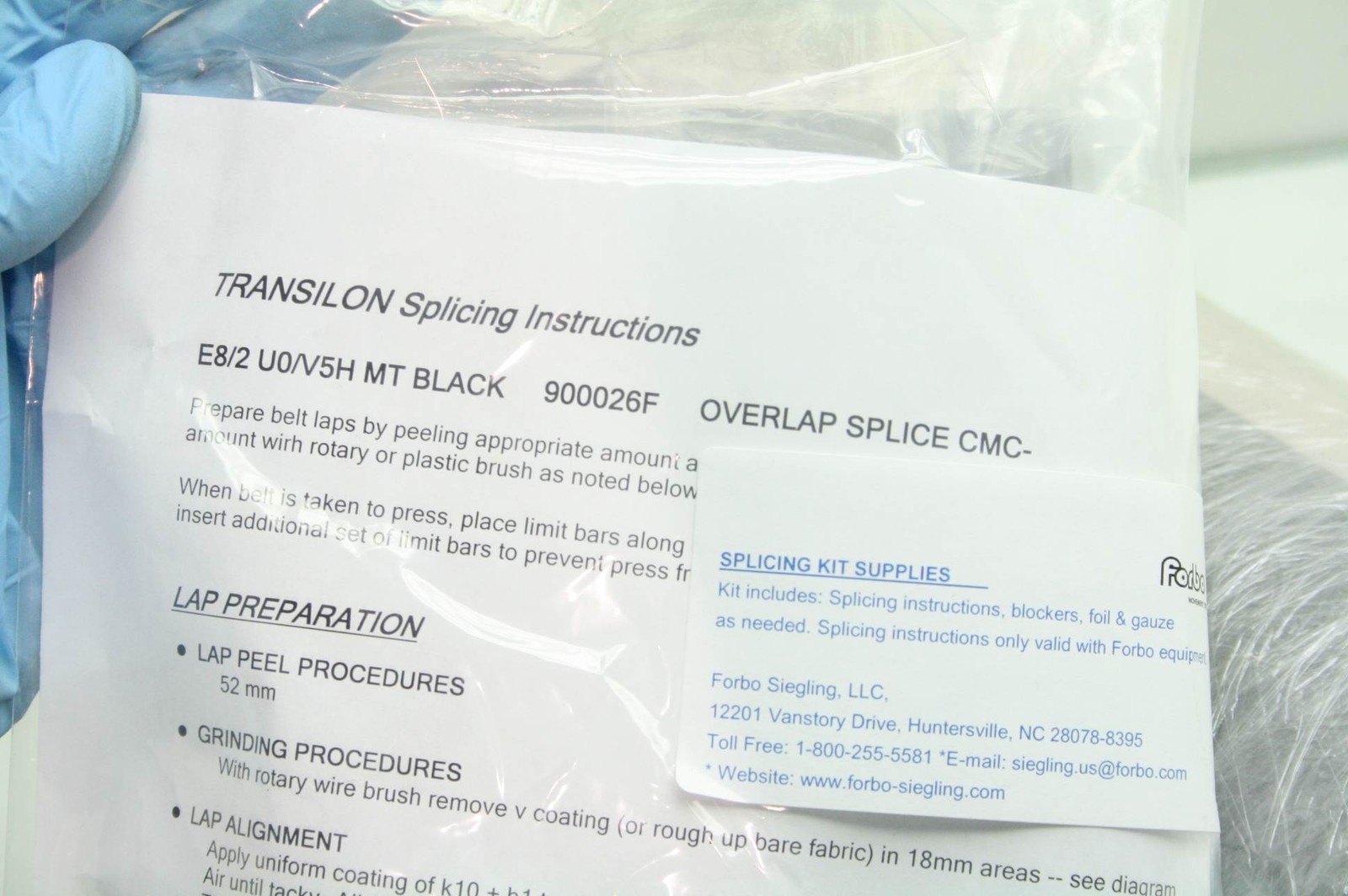 New Forbo Siegling E 8/2 U0/V5H MT Black Conveyor Belt w/ Splice Kit 23" x 96" - New - Image 5