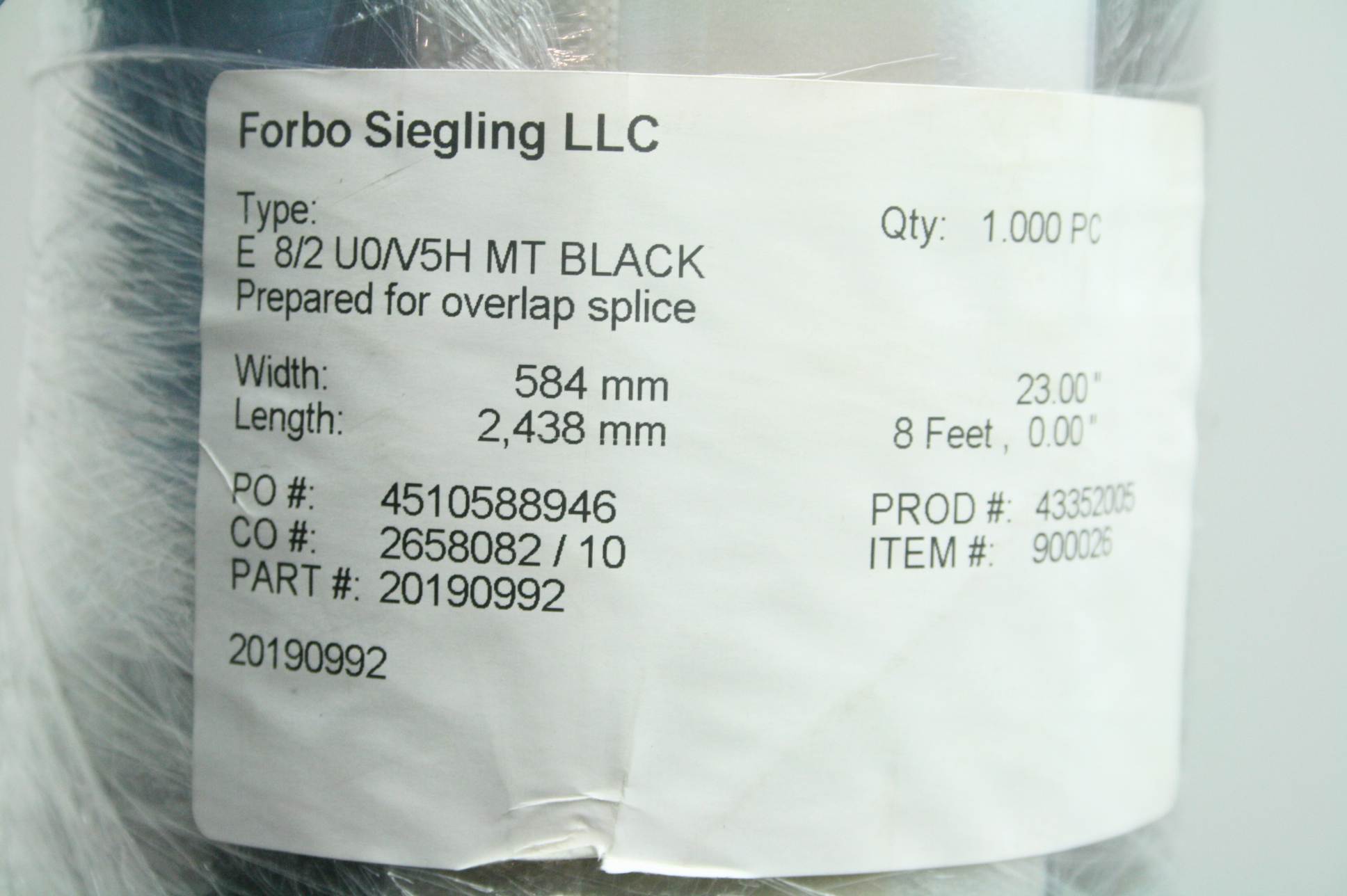 New Forbo Siegling E 8/2 U0/V5H MT Black Conveyor Belt w/ Splice Kit 23" x 96" - New - Image 9