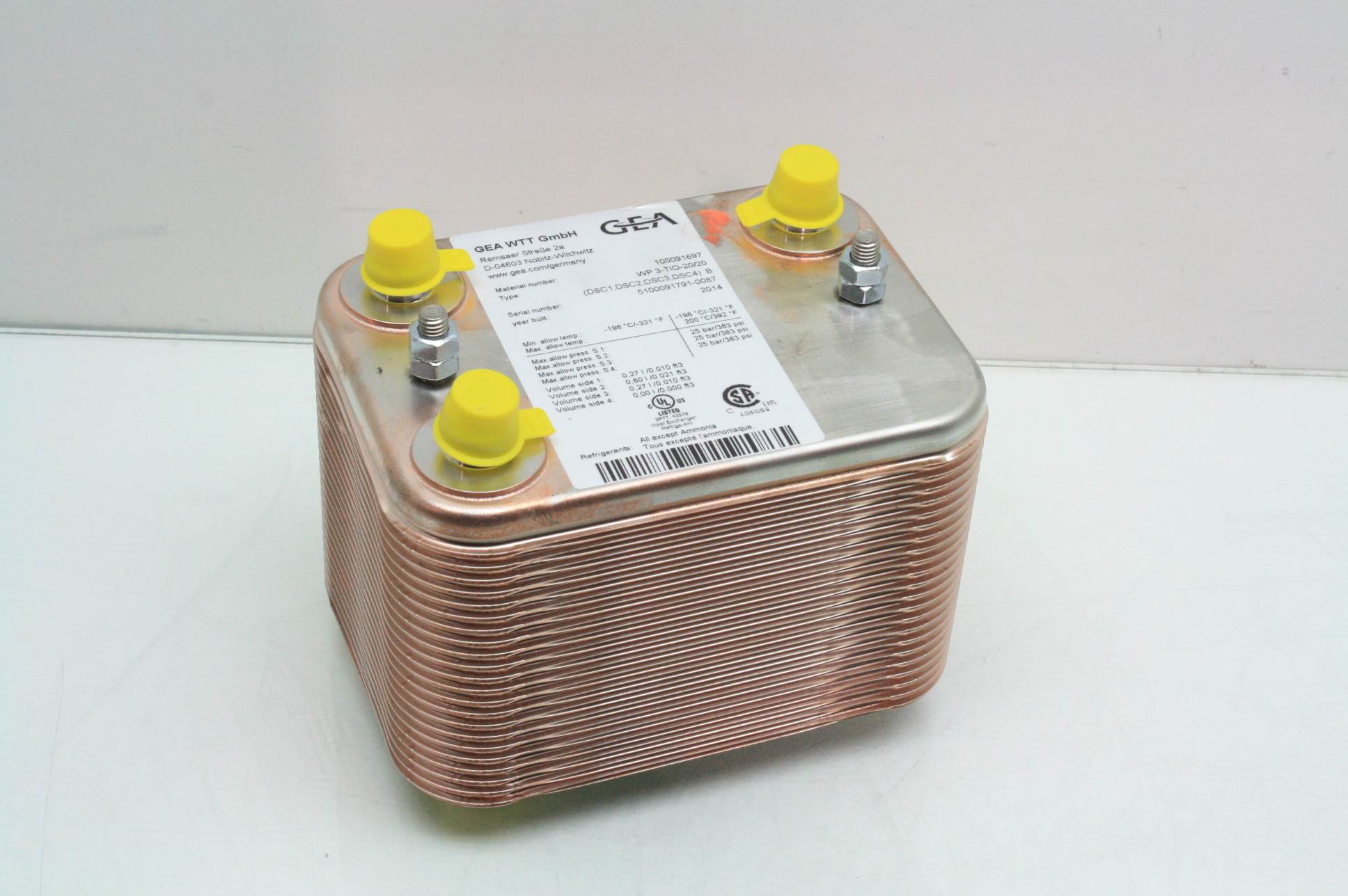 New GEA WTT Type WP 3-TIO-20/20 Brazed Plate Heat Exchanger