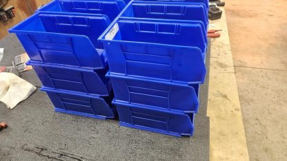 (Qty 24) Uline S-12415 Plastic Stackable Storage Bins 11 x 5 1⁄2 x 5", Blue - New - Image 5