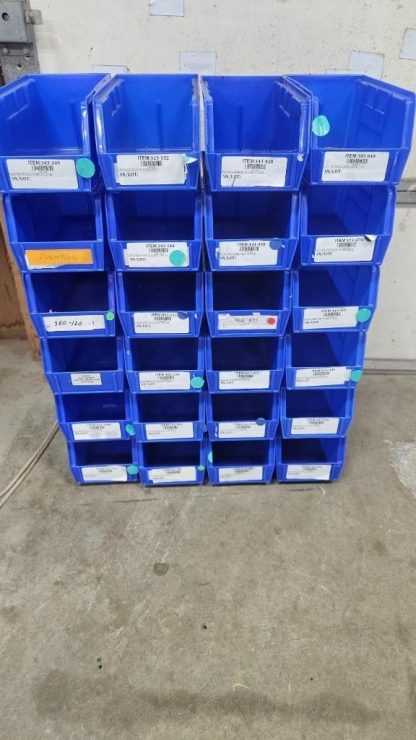 (Qty 24) Uline S-12415 Plastic Stackable Storage Bins 11 x 5 1⁄2 x 5", Blue - New - Image 6