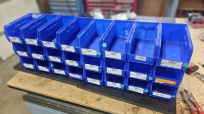(Qty 24) Uline S-12415 Plastic Stackable Storage Bins 11 x 5 1⁄2 x 5", Blue - New - Image 9