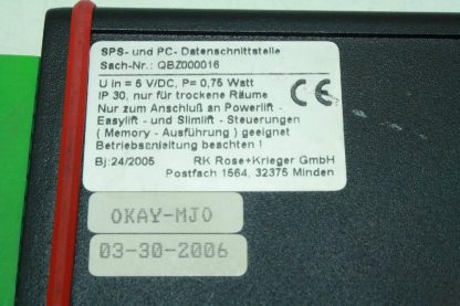 RK Rose + Krieger SPS PLC / Data Link QBZ000016 - Used - Image 4