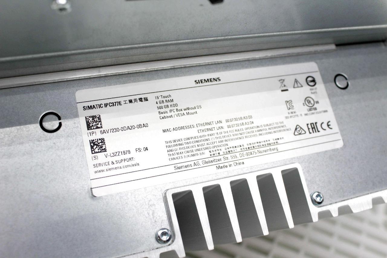 Siemens 6AV7230-0DA20-0BA0 Touch Screen HMI Panel SIMATIC IPC377E 15in - Used - Image 5