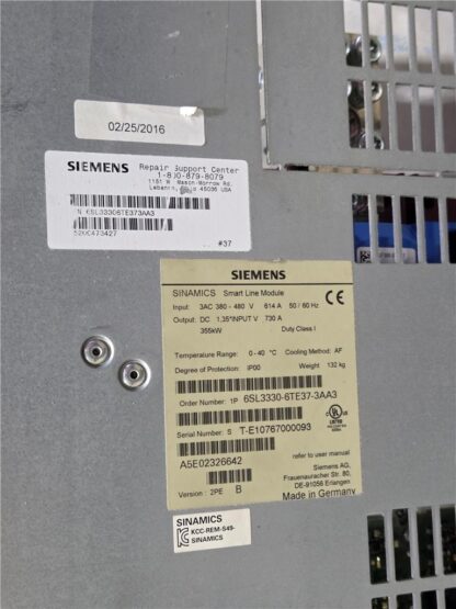 Siemens 6SL3330-6TE37-3AA3 Smart Line Servo Rectifier Module 730A, 355kW - Used - Image 8