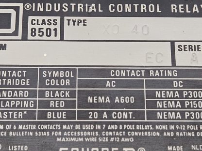 Square D 8501X040 Nema Control Relay - Used - Image 14