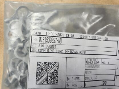 (100) Molex 0191930057 Ring Terminal 14-16 AWG 3/8" Hole - New - Image 5