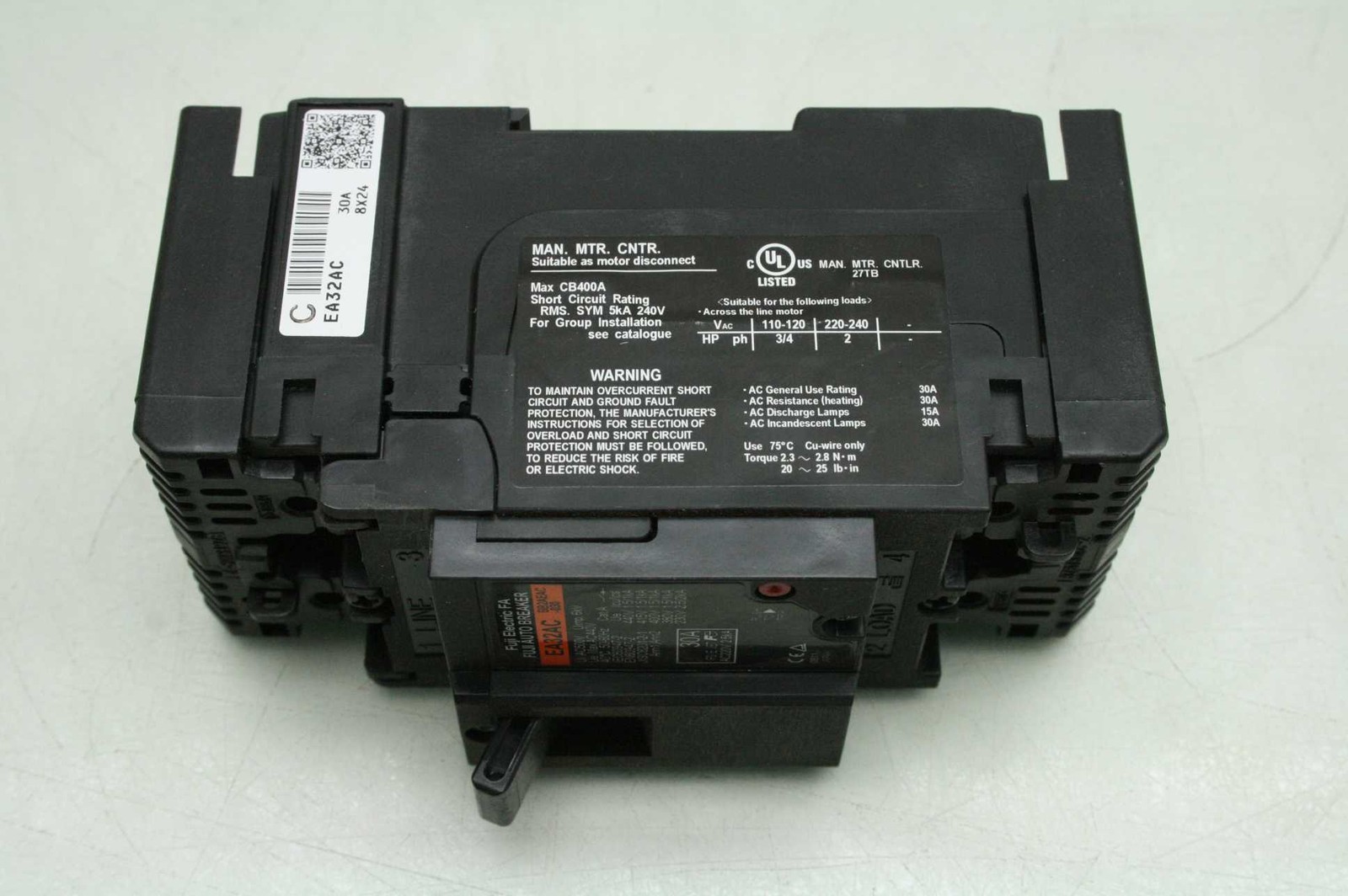 2 Fuji Electric EA32AC-BB2AEAC-030 Circuit Breaker 30A Double Pole - Used - Image 3