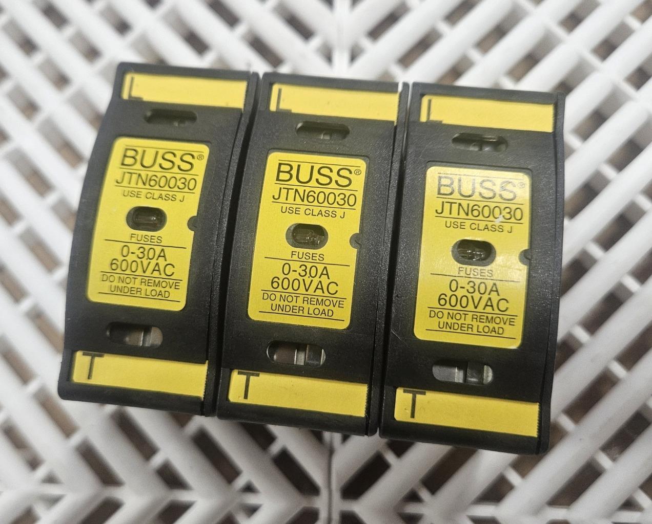 3 New Buss JTN60030 Fuse Holder 30A / 600V Fuses LPJ-10SP - Used - Image 10