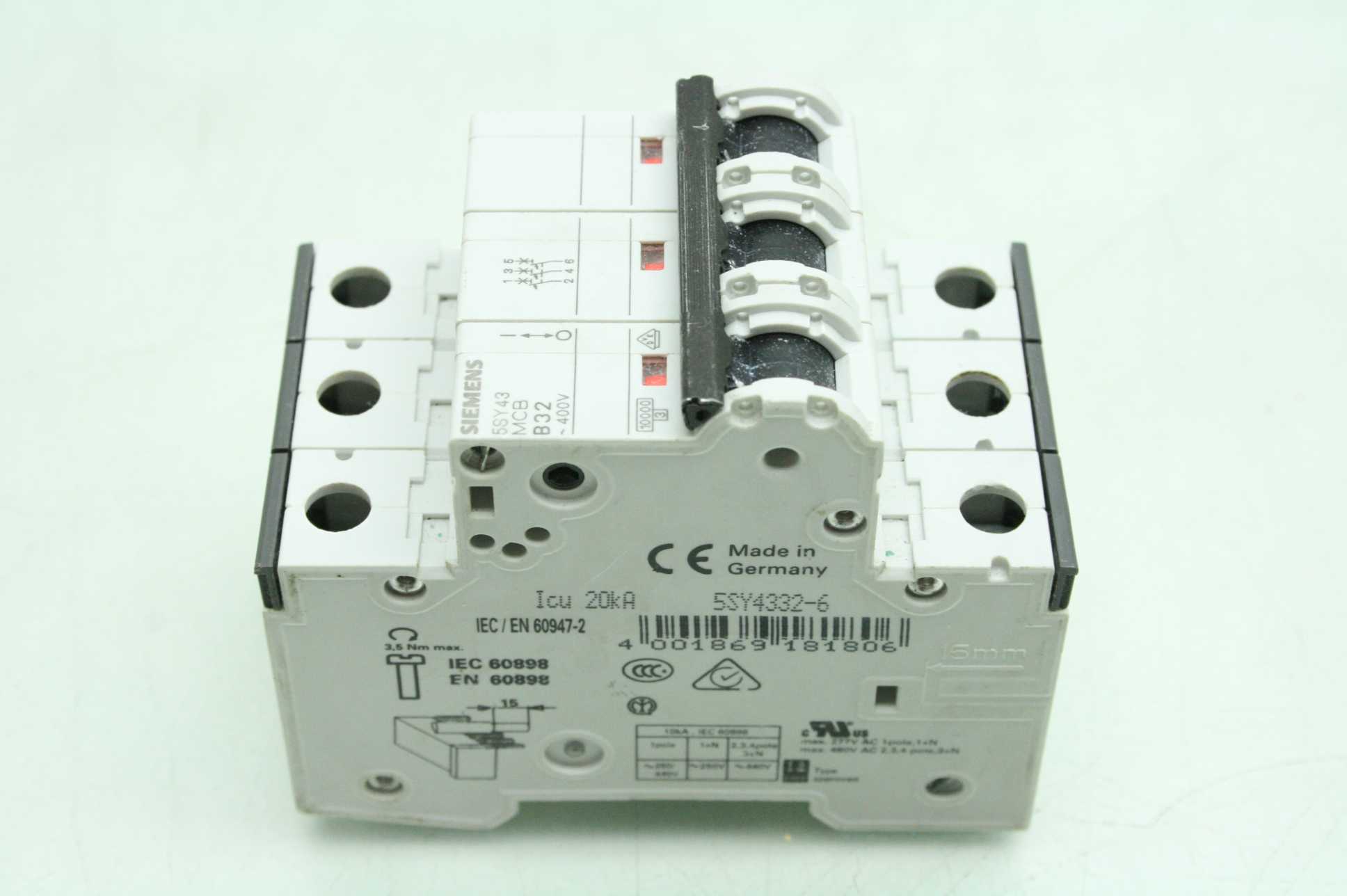 4 Siemens Circuit Breakers 5SY4332-6, 5SY4340-8, 5SY4116-8, 5SY4111-7 - Used - Image 16