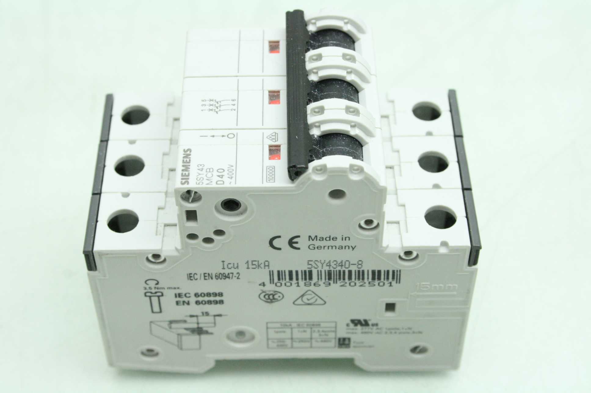 4 Siemens Circuit Breakers 5SY4332-6, 5SY4340-8, 5SY4116-8, 5SY4111-7 - Used - Image 18