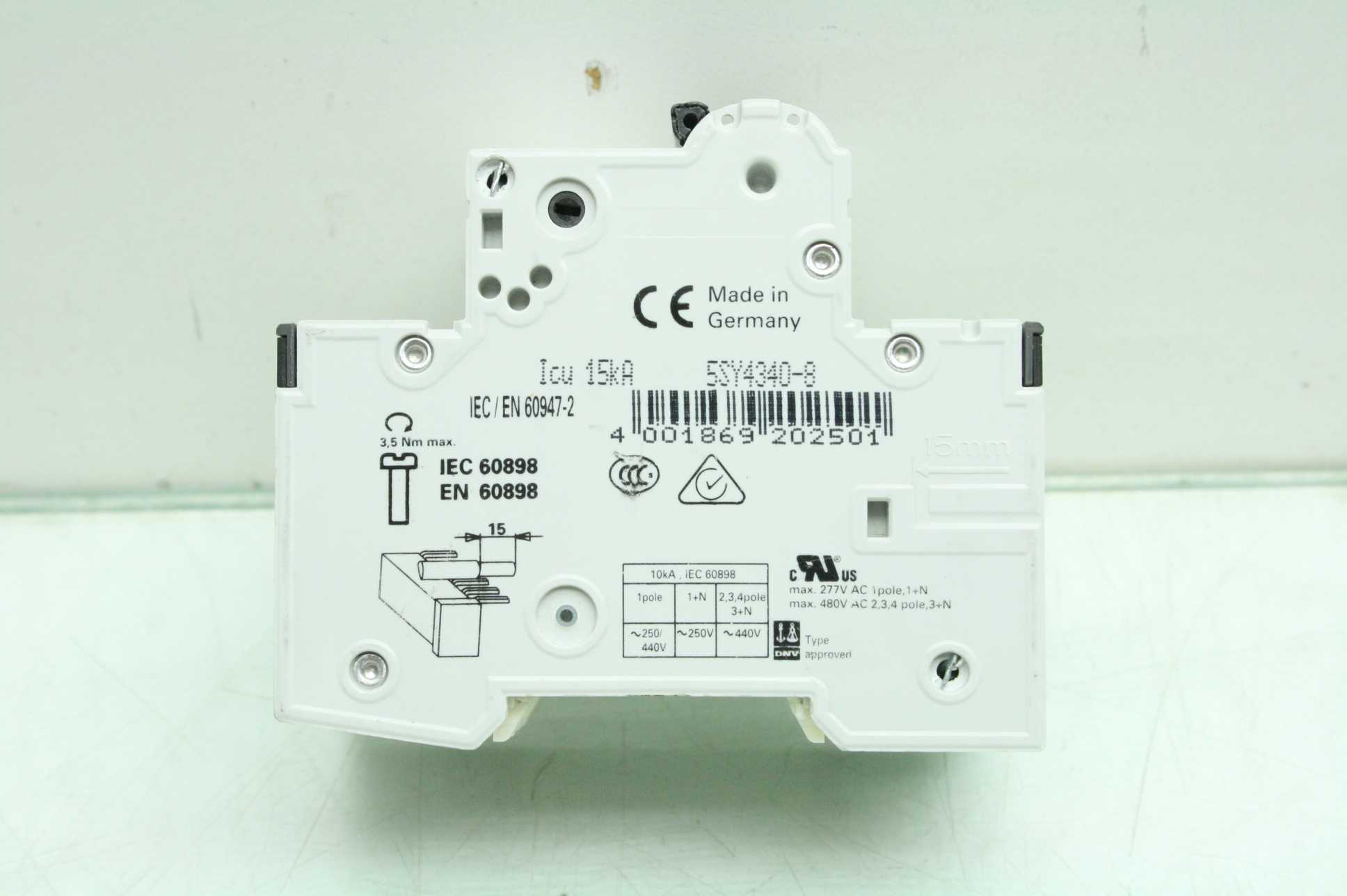 4 Siemens Circuit Breakers 5SY4332-6, 5SY4340-8, 5SY4116-8, 5SY4111-7 - Used - Image 19
