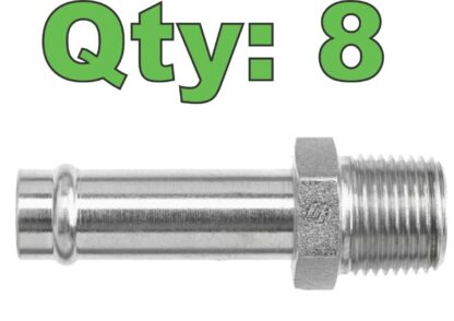 (8) Brennan 4404-06-08 3/8" Beaded Hose Barb x 1/2" Male NPT - New