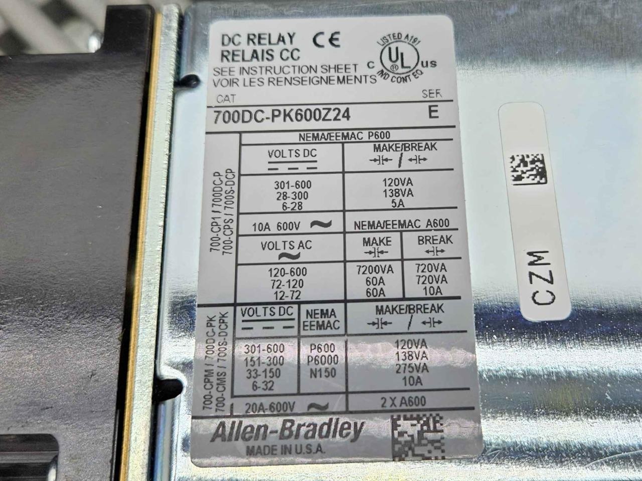 Allen Bradley 700DC-P600Z24 DC Contactor 24V DC Coil Relay Surge Suppressor - Used - Image 6