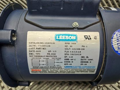 Leeson C4C34FC13B Motor 115/208-230V AC, 3450 RPM 1/3 HP - Used - Image 11