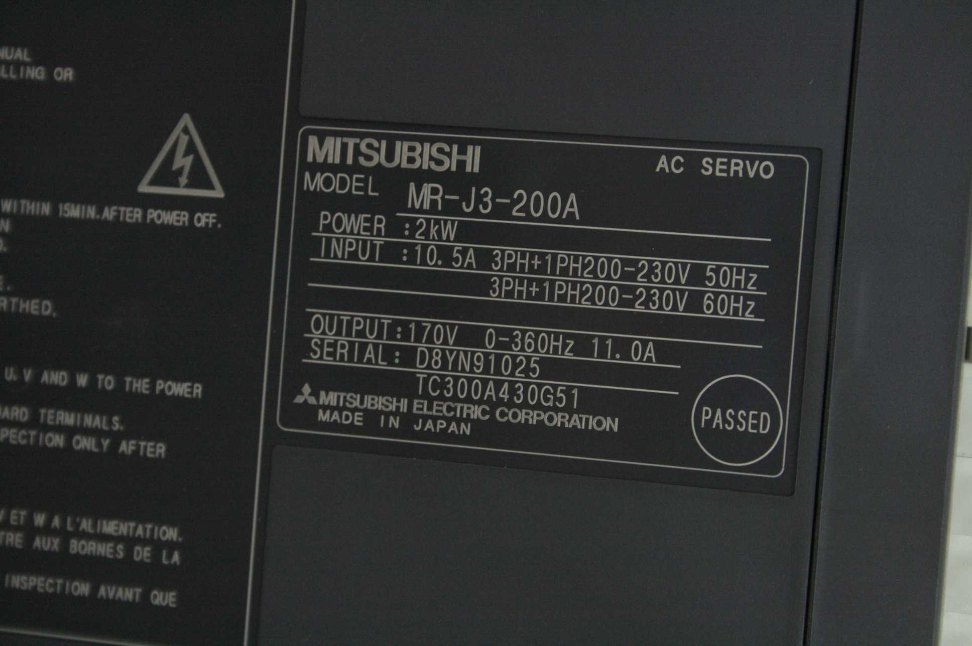 Mitsubishi MR-J3-200A AC Servo Drive / Amplifier 2 kW Output 3AC 200-230V - Used - Image 14