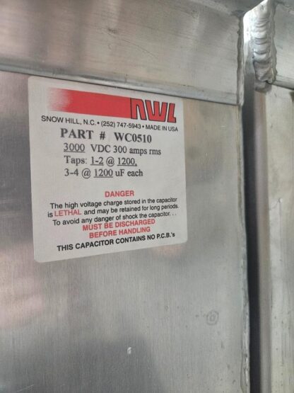 NWL WC0510 High Voltage Pulse Rackmount Capacitor Bank 3 kV / 2400 uF / 300A - Used - Image 14