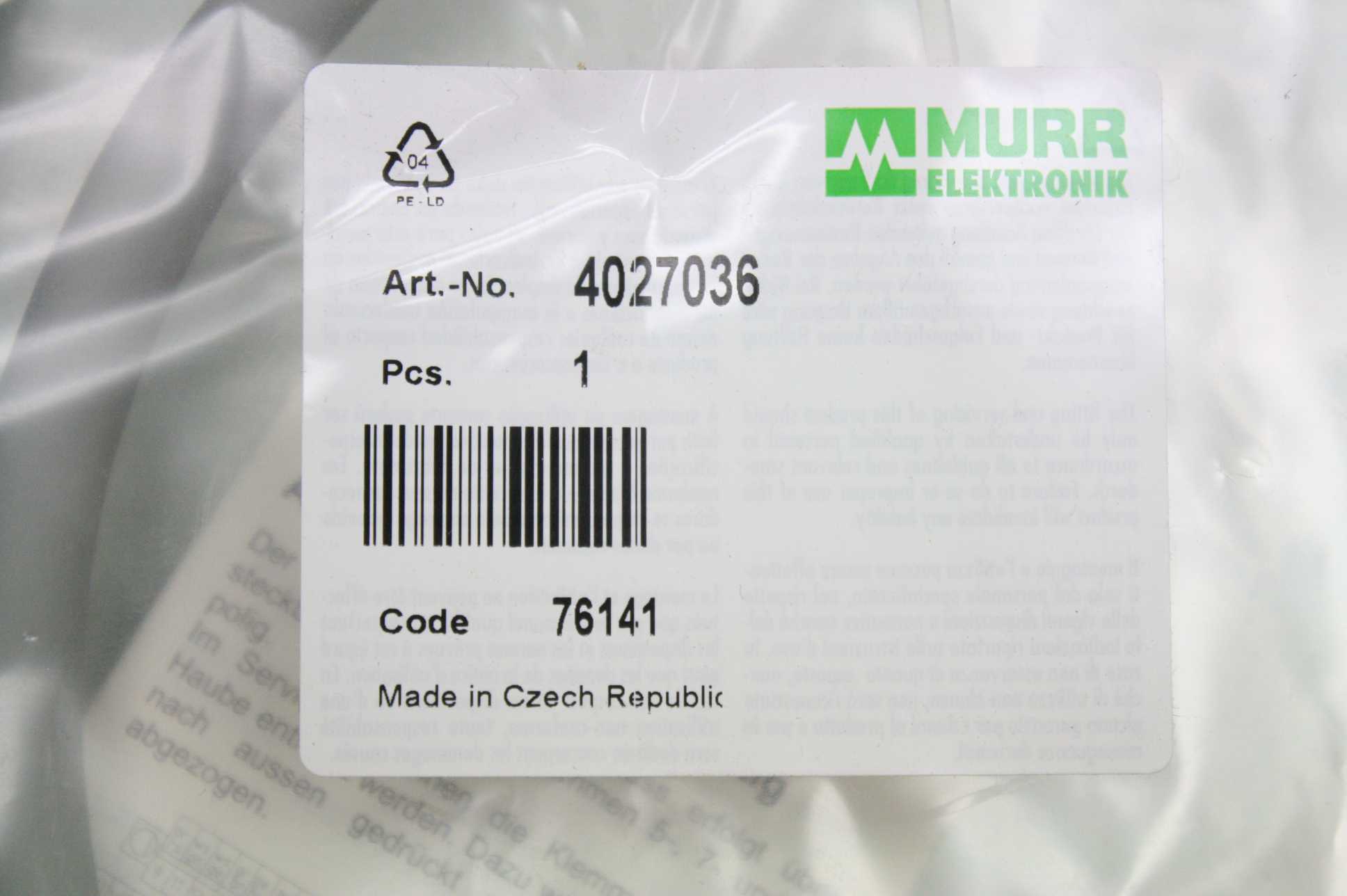New Murr Elektronik 4027036 / Cap For D-Box / M12 8-Way 5-Pole / 5m Long - New - Image 12