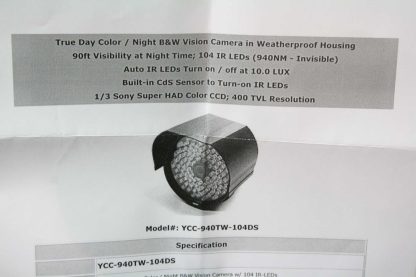 New YCC 940TW 104DS L297 True Color Day Night Camera Sony Sensor w 104 IR LEDs New 182153314591 19