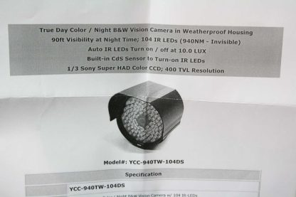 New YCC 940TW 104DS L297 True Color Day Night Camera Sony Sensor w 104 IR LEDs New 182153314591 9