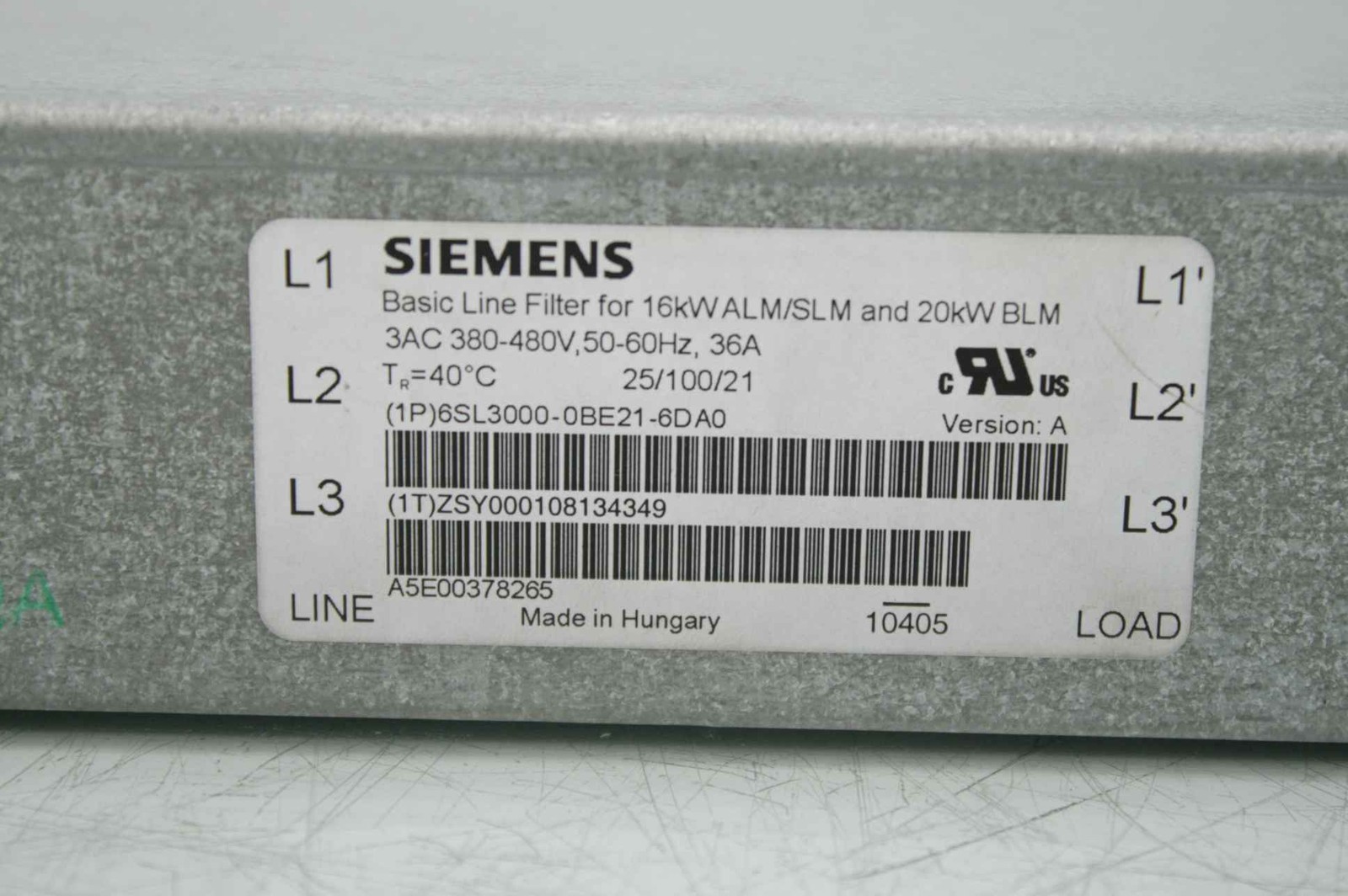 Siemens 6SL3000-0BE21-6DA0 Sinamics 611 Line Filter for 16kW Active/Smart Line - Used - Image 9