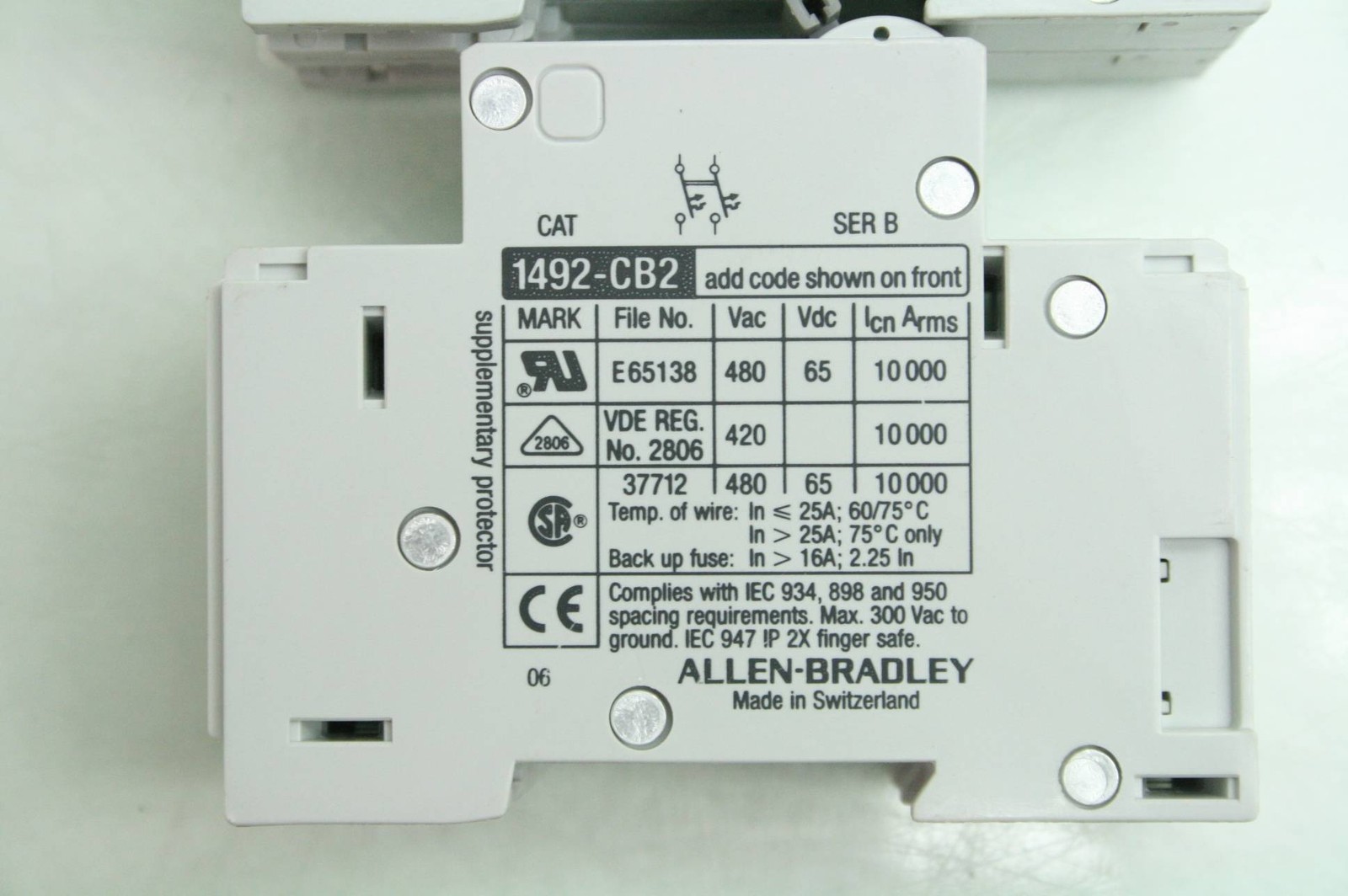 2 Allen-Bradley 1492-CB2G150 1492-CB2G200 Circuit Breaker 15A / 20A Rated - Used - Image 4