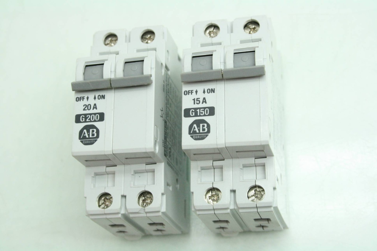 2 Allen-Bradley 1492-CB2G150 1492-CB2G200 Circuit Breaker 15A / 20A Rated - Used