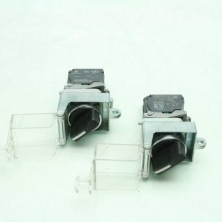 2 Fuji AR22EOL Black 2 Position Maintained Rotary Selector Switches Clear Covers - Used