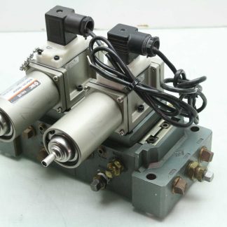 2 SMC NVS4124-0052DP Pneumatic Solenoid Valves on Manifold 24V DC Coil - Used