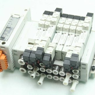 CKD OPP4-1G Pneumatic Air Manifold 8 Slot (6) 4GB129-A2N-P70 Solenoid Valves - Used