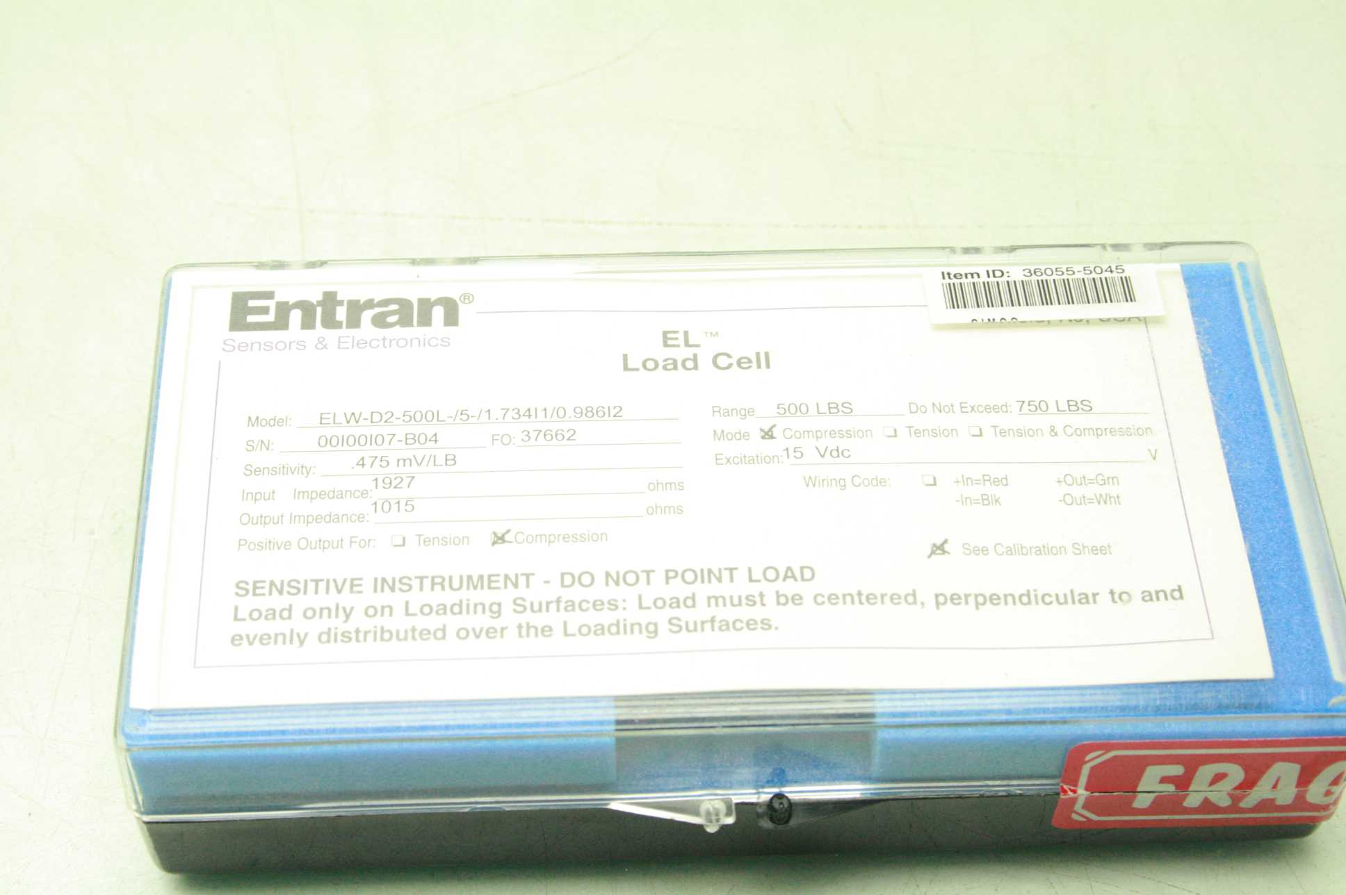Entran ELW-D2-500L-/5-/1.734I1/0.986I2 Load Cell - Used - Image 17