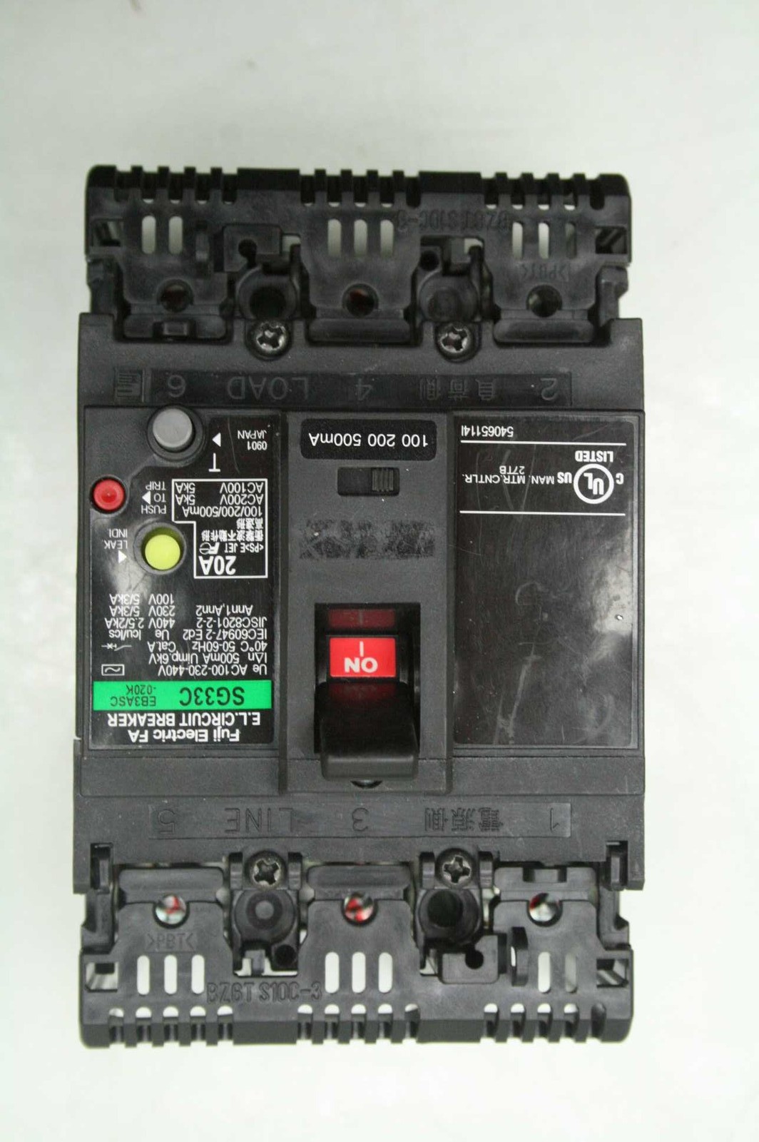 Fuji Electric SG33C-EB3ASC-020K Industrial Circuit Breaker 20A / 440V AC 3 Pole - Used - Image 5