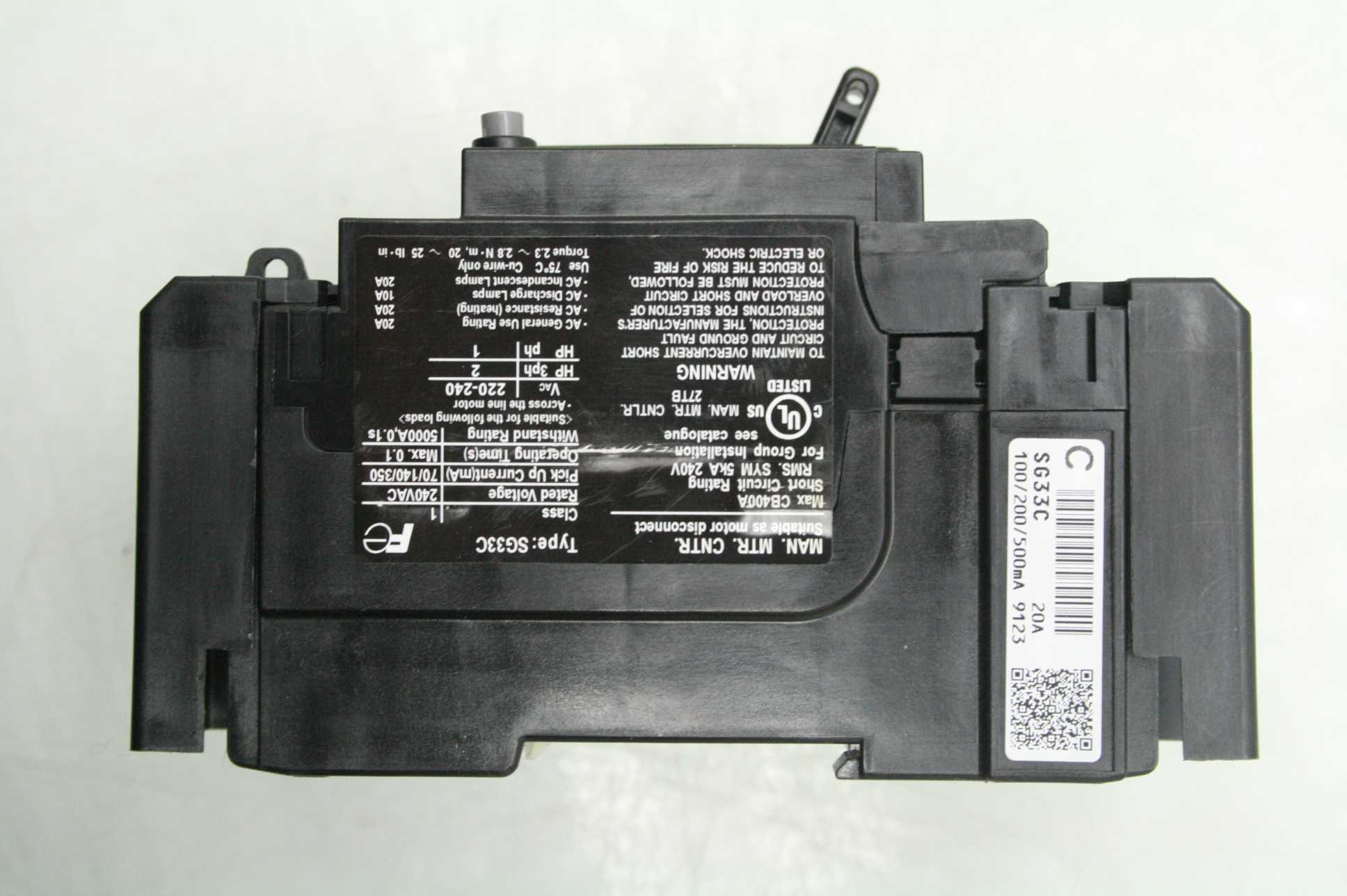 Fuji Electric SG33C-EB3ASC-020K Industrial Circuit Breaker 20A / 440V AC 3 Pole - Used - Image 8