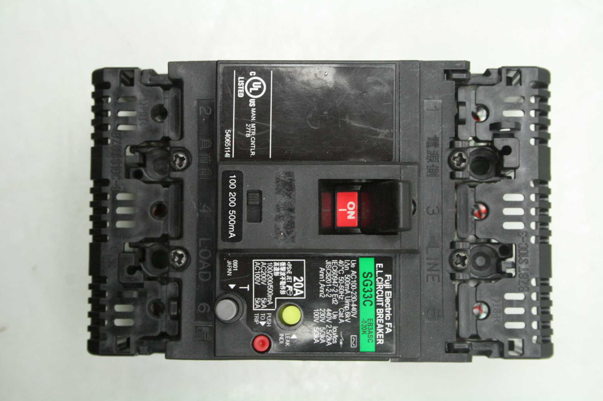 Fuji Electric SG33C-EB3ASC-020K Industrial Circuit Breaker 20A / 440V AC 3 Pole - Used - Image 10