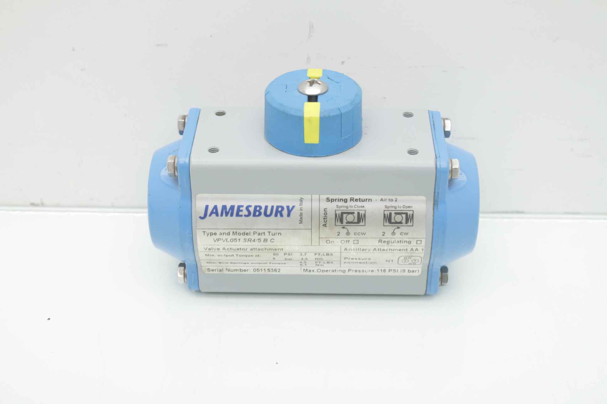 Jamesbury VPVL051 SR4/5 B C Part Turn Pneumatic Valve Actuator - Used - Image 11