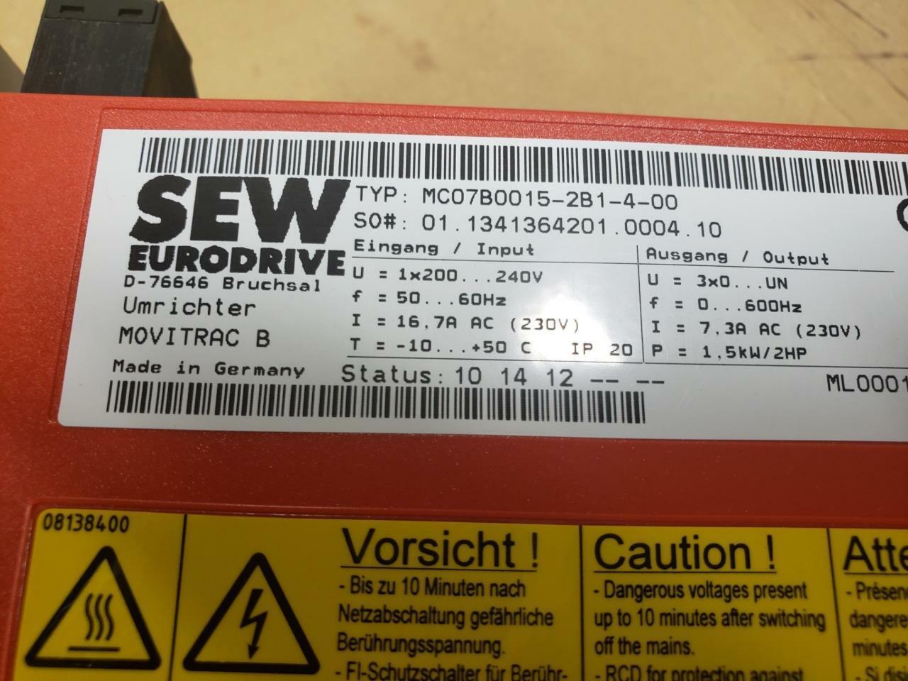 SEW MC07B0015-5A3-4-00 Umrichter Used 