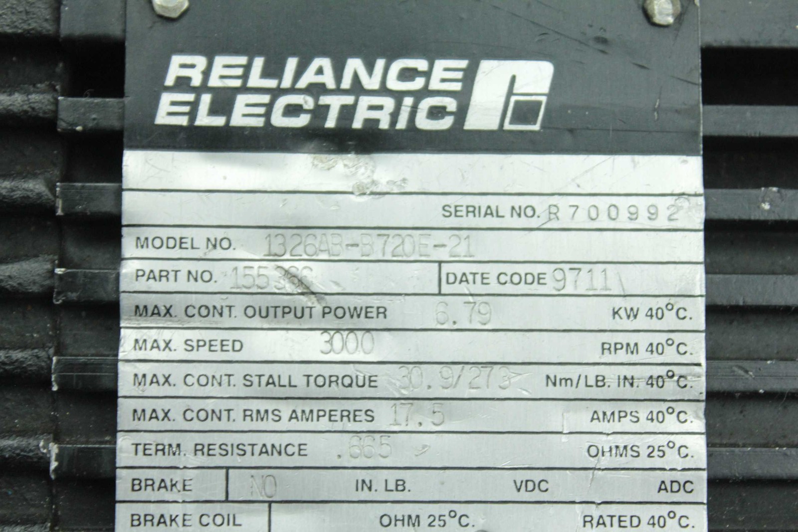 Reliance 1326AB-B720E-21 Servo Motor Thomson AT018-010-SO 10:1 Gear Reducer - Used - Image 7