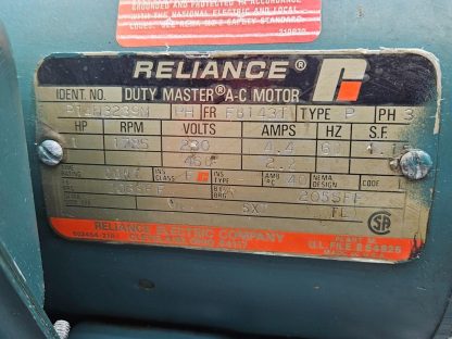 Reliance P14H3239M Motor Duty Master AC Motor 230/460V 1HP, 1725 RPM FB143T - Used - Image 11