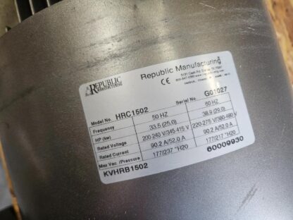 Republic HRC1502 Regenerative Blower Vacuum 38.9 HP 3-Ph 771 CFM 230/460V 4" NPT - Used - Image 11
