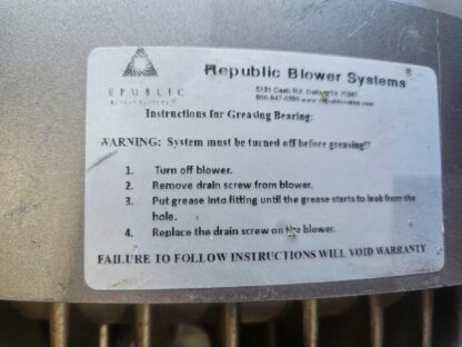Republic HRC1502 Regenerative Blower Vacuum 38.9 HP 3-Ph 771 CFM 230/460V 4" NPT - Used - Image 32