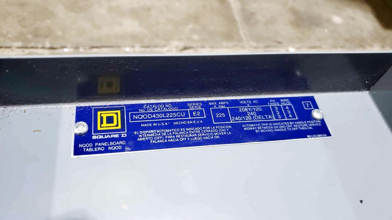 Square D NQOD 225A Main Lug Panelboard 3P/4W 208Y/120 w/ Main Breaker Add-On - Used - Image 3